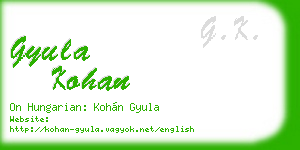 gyula kohan business card